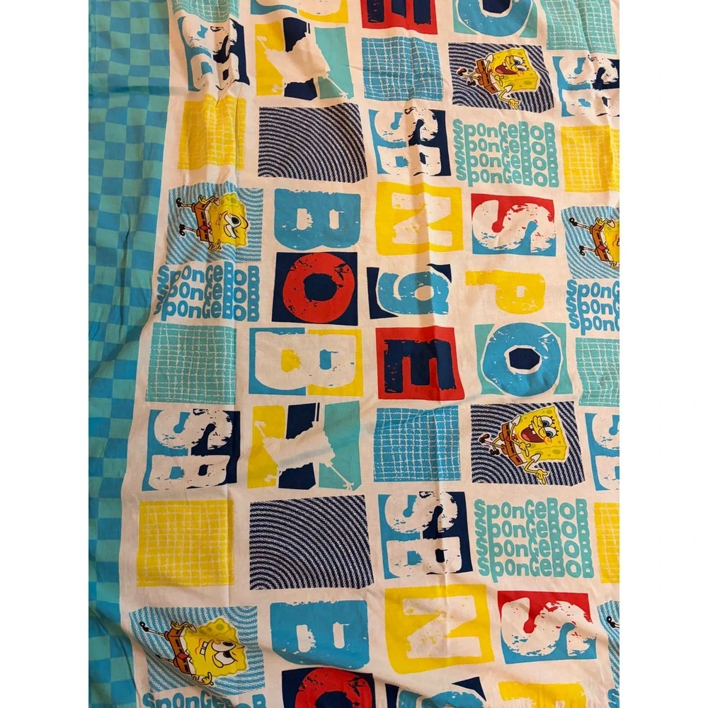 SpongeBob SquarePants Twin Flat Sheet 74x91 Blue Cartoon Nickelodeon Bedding